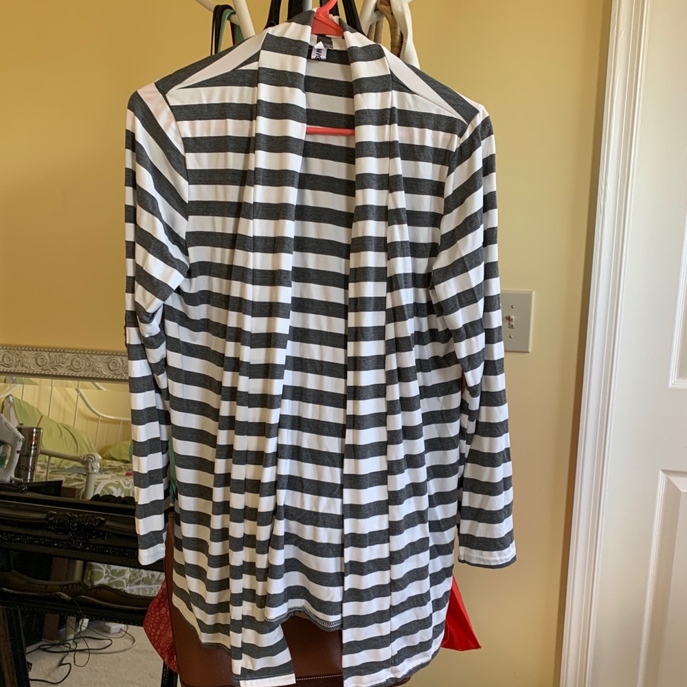 black and white striped cardigan